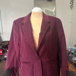Denim&Co Rich Burgundy Corduroy Blazer